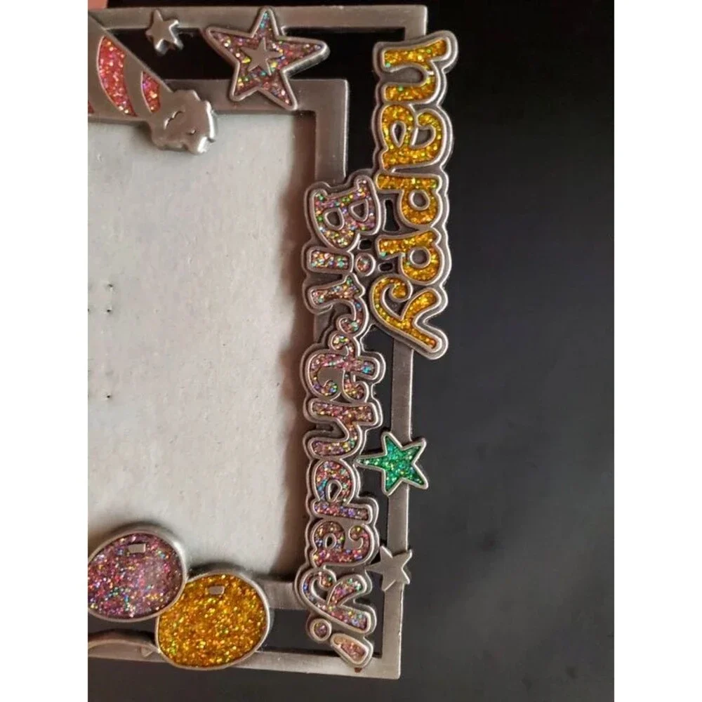 Happy Birthday metal glitter frame